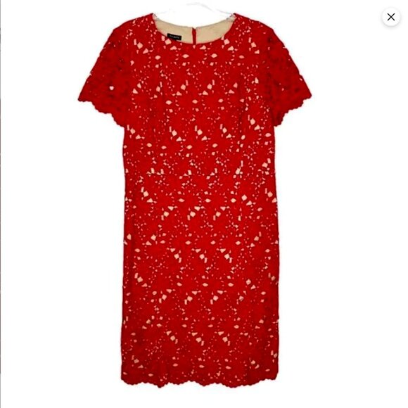 Talbots Red Crochet Sheath Dress 12 - Picture 1 of 3